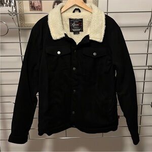 Black corduroy Sherpa-Lined Men's Jacket